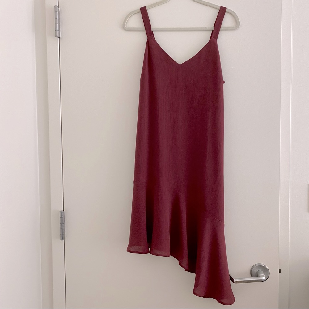 Maroon Crepe Slip Dress